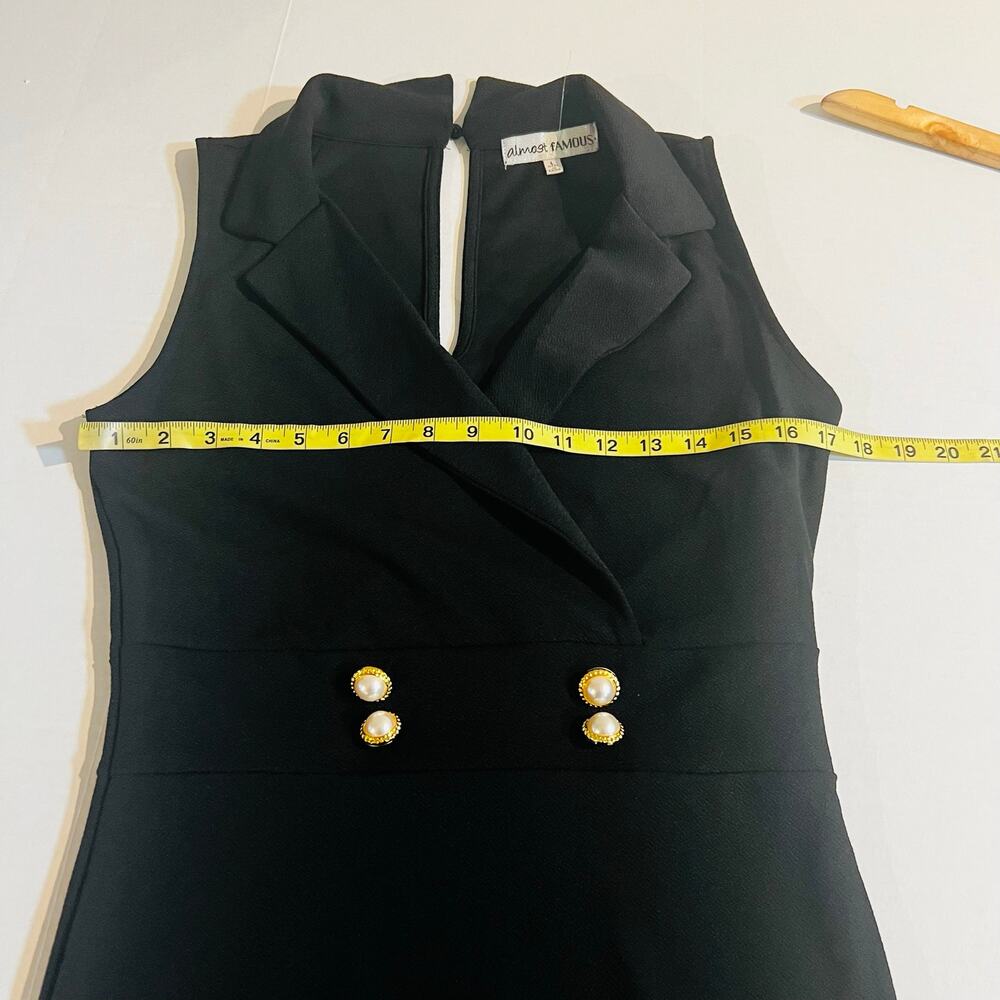 Almost Famous Button Detail Sleeveless Dress Size L Large NWT Black - Picture 4 of 6